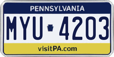 PA license plate MYU4203