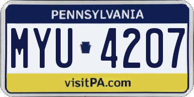 PA license plate MYU4207