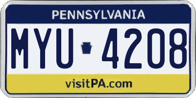PA license plate MYU4208