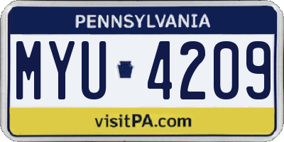 PA license plate MYU4209