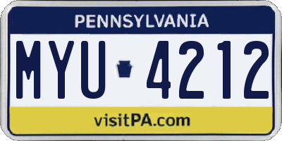 PA license plate MYU4212