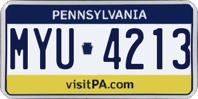 PA license plate MYU4213