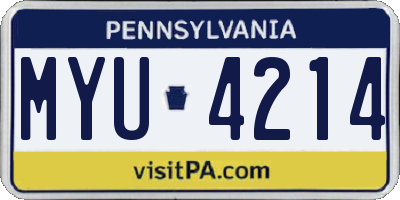 PA license plate MYU4214