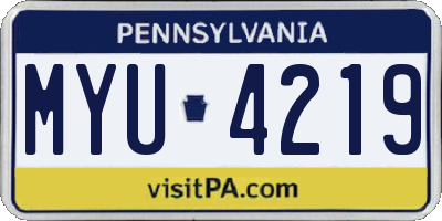 PA license plate MYU4219