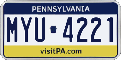 PA license plate MYU4221