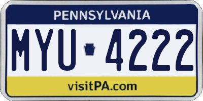 PA license plate MYU4222