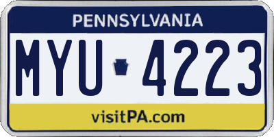 PA license plate MYU4223