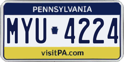 PA license plate MYU4224