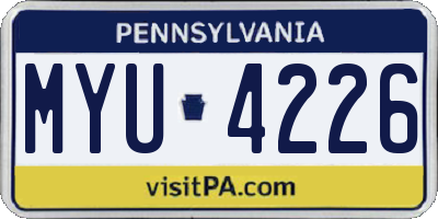 PA license plate MYU4226