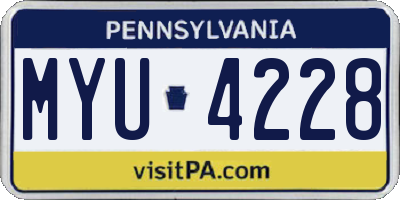 PA license plate MYU4228