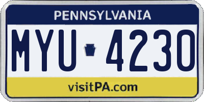 PA license plate MYU4230