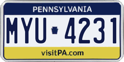 PA license plate MYU4231
