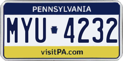 PA license plate MYU4232