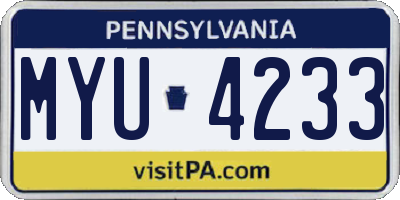 PA license plate MYU4233