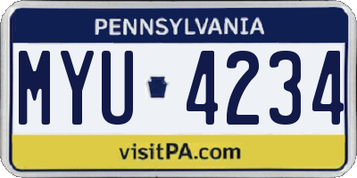 PA license plate MYU4234