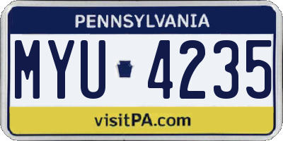 PA license plate MYU4235
