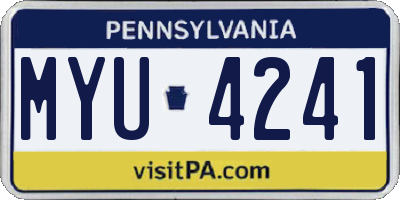 PA license plate MYU4241