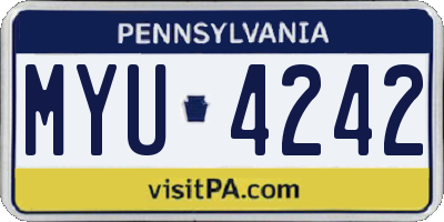 PA license plate MYU4242