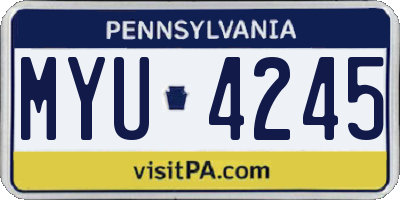 PA license plate MYU4245
