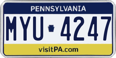 PA license plate MYU4247
