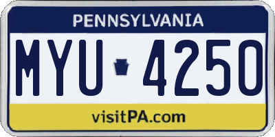 PA license plate MYU4250