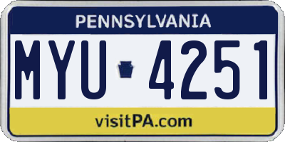 PA license plate MYU4251