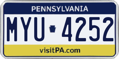 PA license plate MYU4252