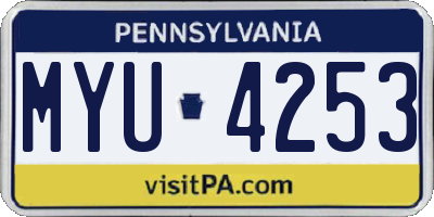 PA license plate MYU4253