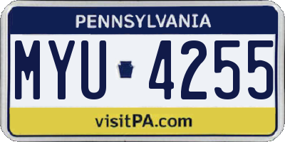 PA license plate MYU4255