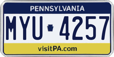 PA license plate MYU4257