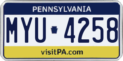 PA license plate MYU4258