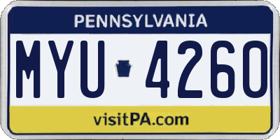 PA license plate MYU4260
