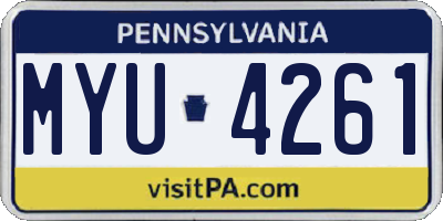 PA license plate MYU4261