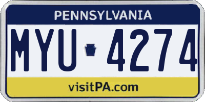 PA license plate MYU4274