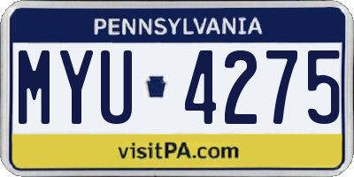 PA license plate MYU4275