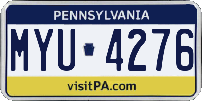 PA license plate MYU4276