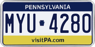PA license plate MYU4280