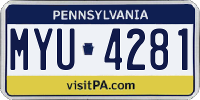 PA license plate MYU4281