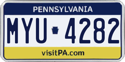 PA license plate MYU4282
