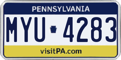 PA license plate MYU4283