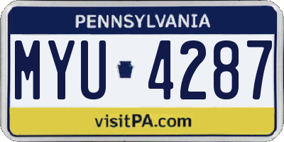 PA license plate MYU4287