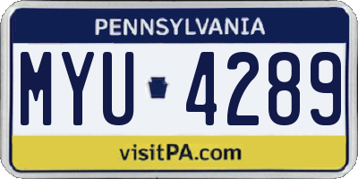 PA license plate MYU4289