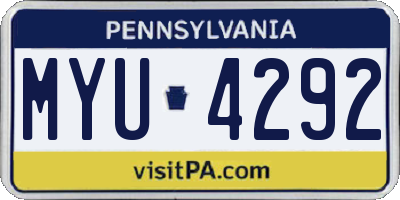 PA license plate MYU4292