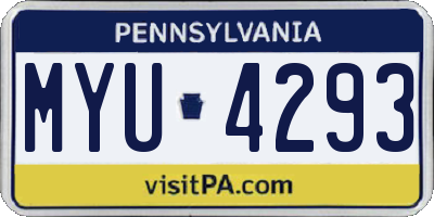 PA license plate MYU4293