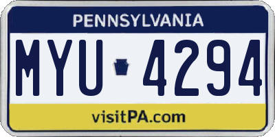 PA license plate MYU4294