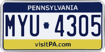 PA license plate MYU4305