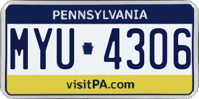 PA license plate MYU4306