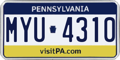 PA license plate MYU4310
