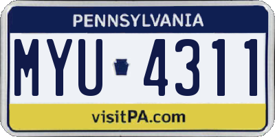 PA license plate MYU4311