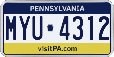 PA license plate MYU4312